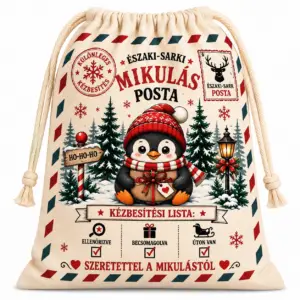 Mikulás zsák - Pingvin 25x30 cm